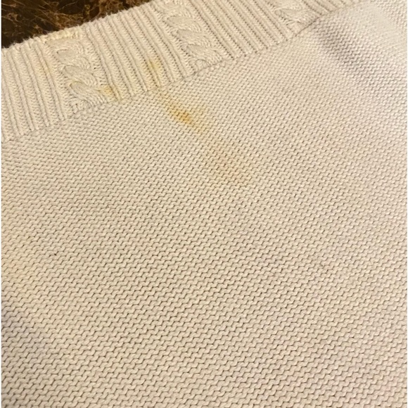 Eddie Bauer Vintage Preppy School girl cotton chunky Knit Vneck white sweater - Picture 5 of 8